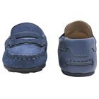 Younger Boys Blue Suede Leather Moccasins, 3, hi-res
