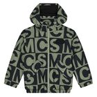 Boys Green & Black Logo Puffer Jacket, 1, hi-res