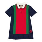 Baby Girls Navy & Red Logo Polo Dress, 2, hi-res