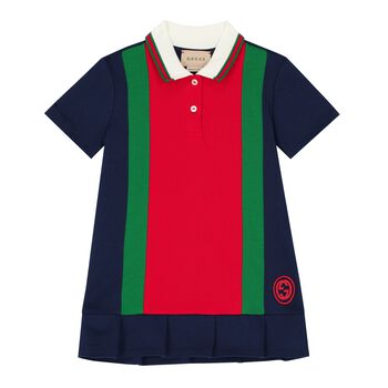 Baby Girls Navy & Red Logo Polo Dress