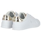 Girls White & Gold Logo Trainers, 1, hi-res