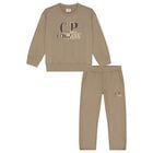 Boys Beige Logo Tracksuit , 1, hi-res