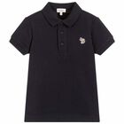 Boys Navy Logo Polo Shirt, 2, hi-res