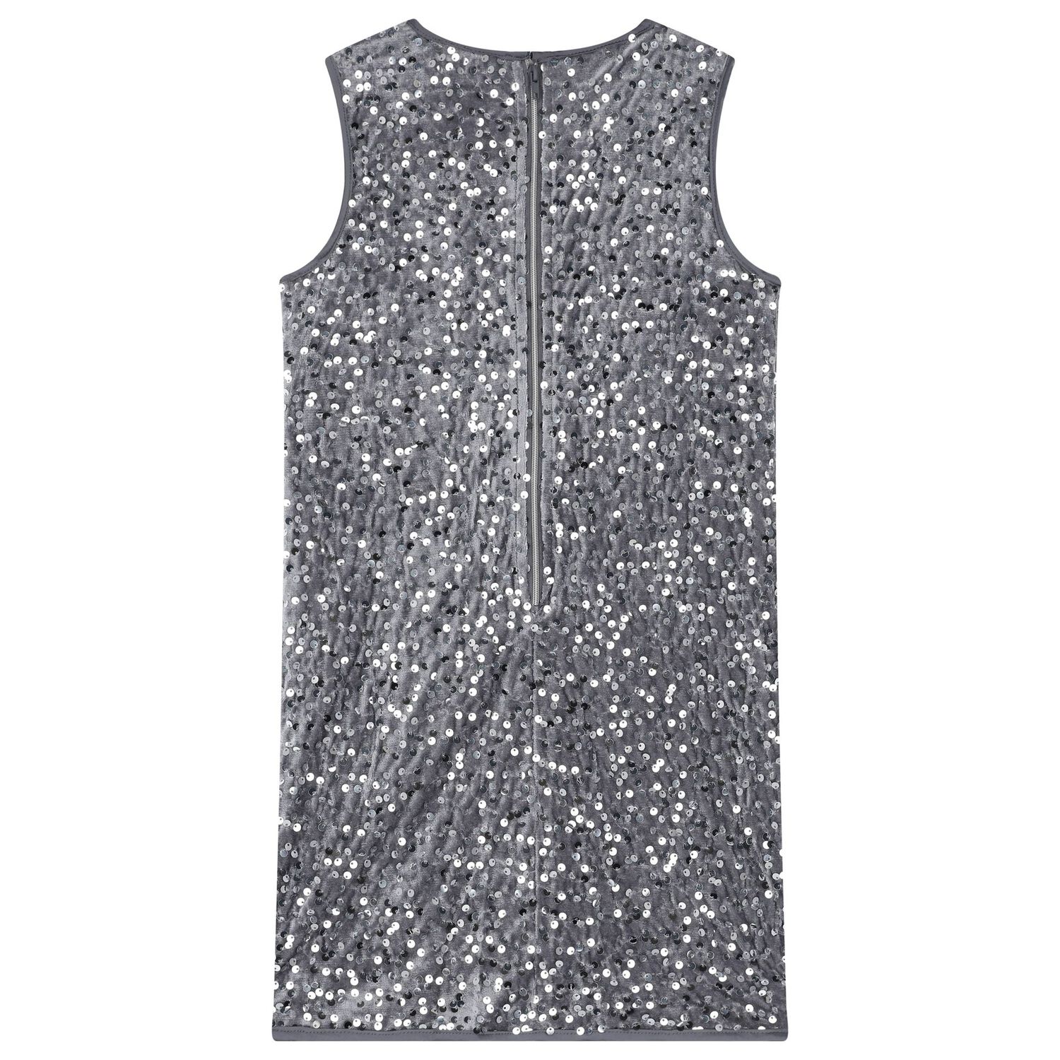 Girls Grey Embellished Dress, 1, hi-res