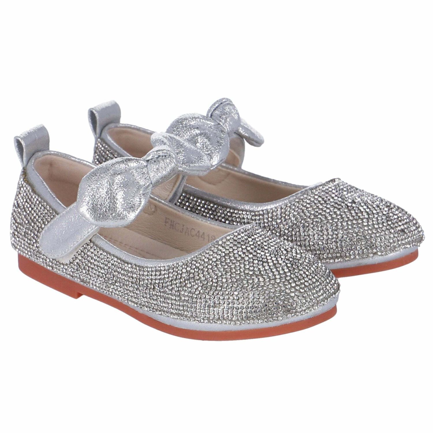 Girls Silver Ballerina Shoes, 1, hi-res
