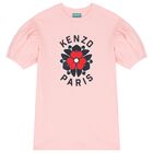 Girls Pink Logo Flower Dress, 1, hi-res