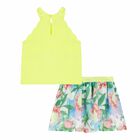 Girls Yellow Floral Skirt Set, 1, hi-res