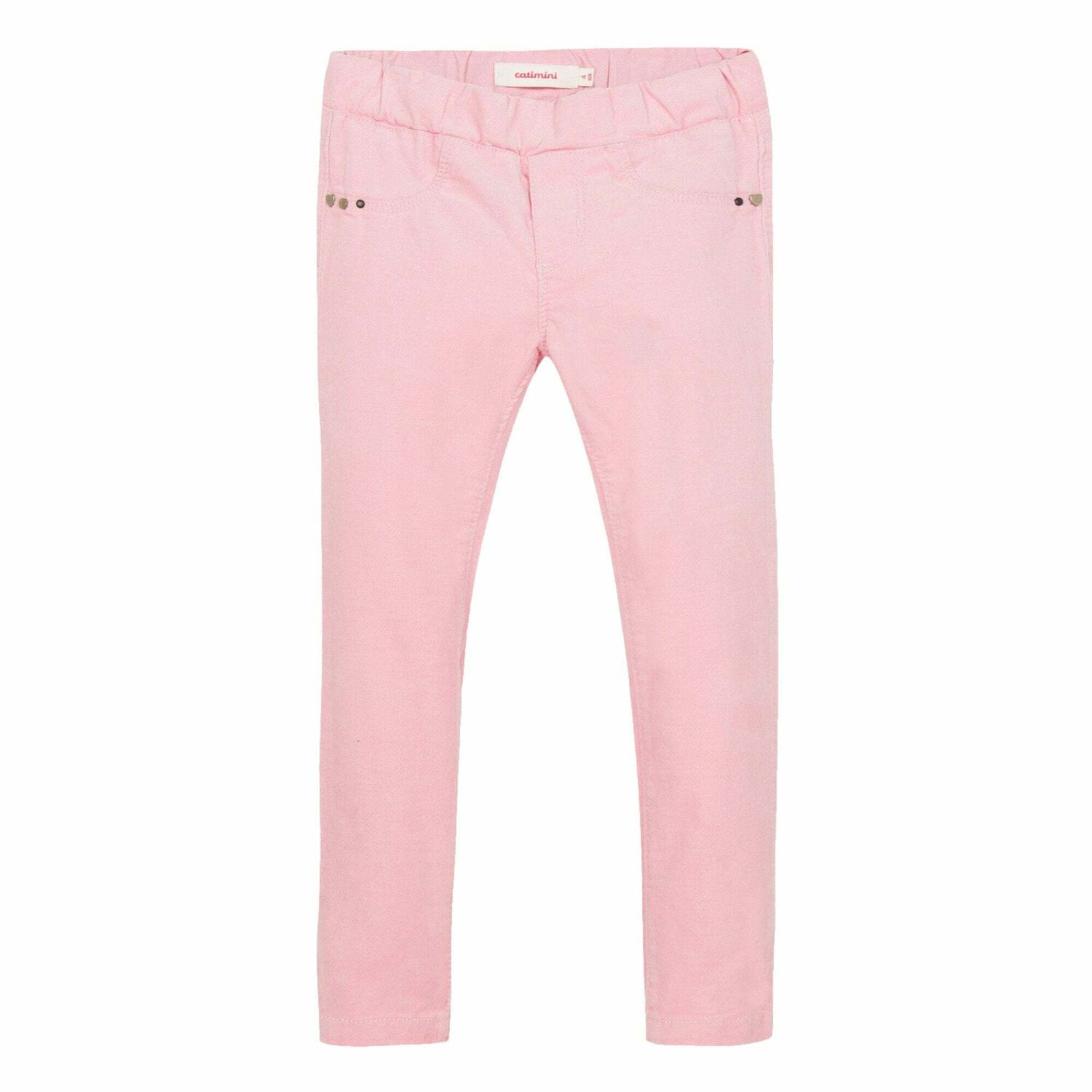 Girls Pink Cotton Trousers, 1, hi-res