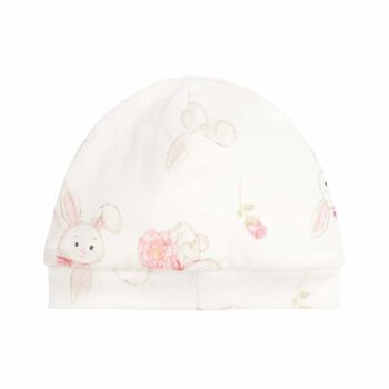Baby Girls White Printed Hat