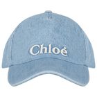 Girls Denim Blue Logo Cap, 1, hi-res