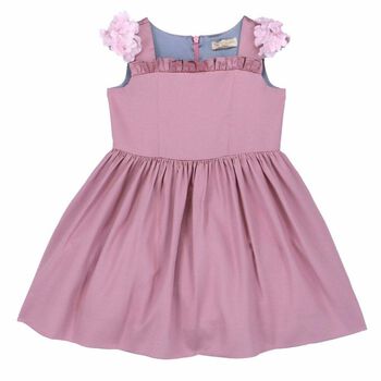 Girls Pink Satin Special Occasion Dress