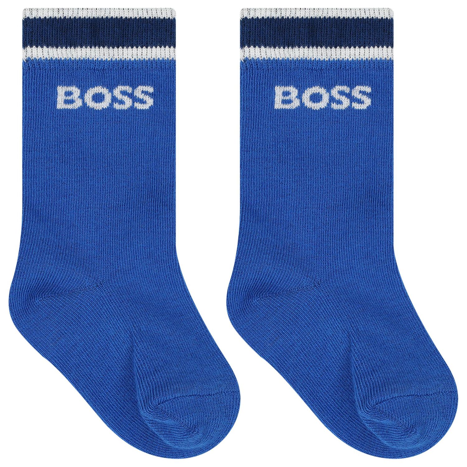 Baby Boys Blue Logo Socks ( 3-Pack ), 2, hi-res