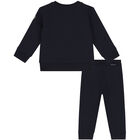 Younger Boys Navy Blue Logo Tracksuit, 1, hi-res