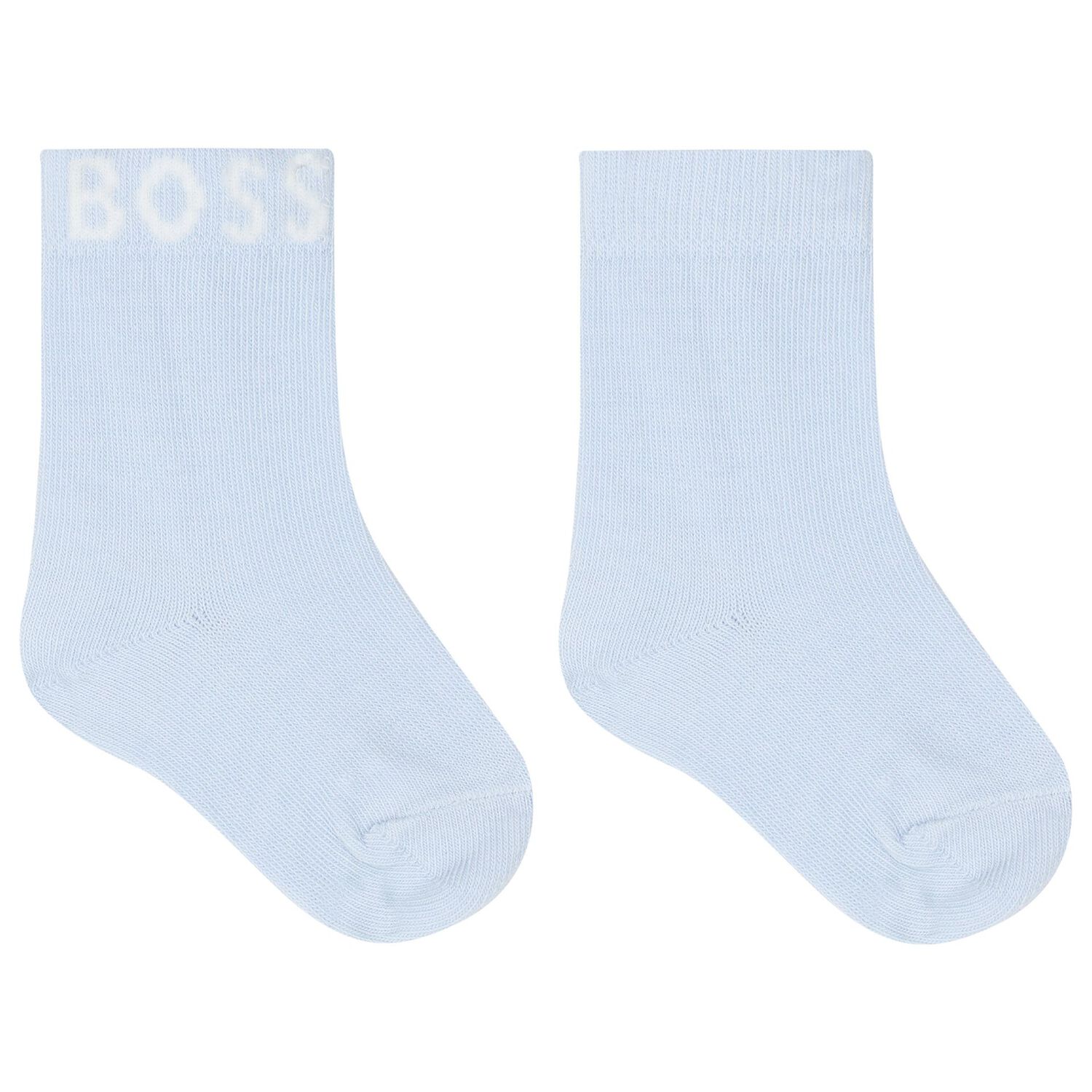 Baby Boys White & Navy Blue Logo Socks ( 3-Pack ), 1, hi-res