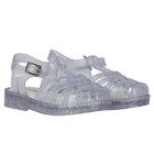 Younger Girls Silver Glitter Jelly Shoes, 1, hi-res