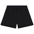 Girls Black Teddy Bear Logo Shorts, 3, hi-res