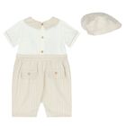 Baby Boys Ivory & Beige Romper Set, 1, hi-res