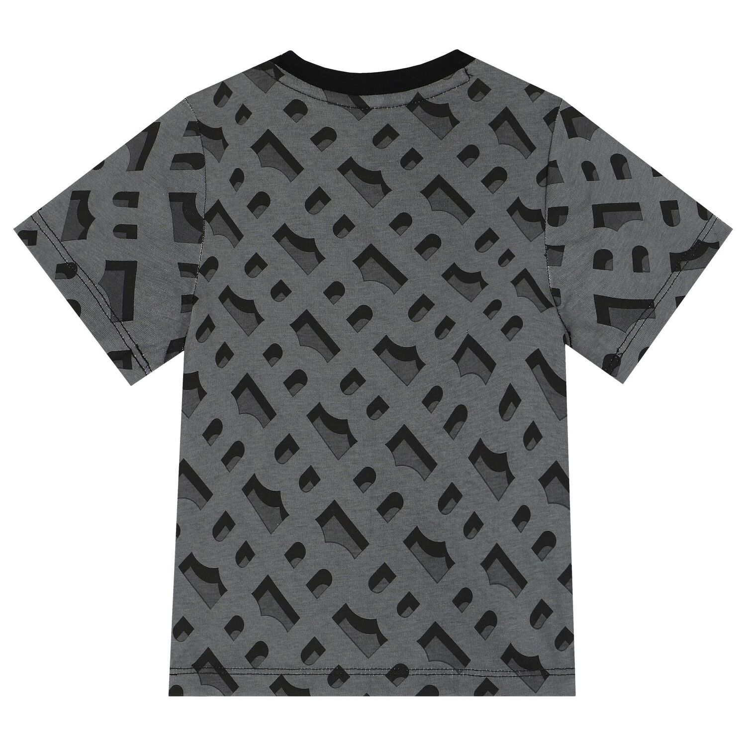 Younger Boys Black & Grey Logo T-Shirt, 1, hi-res
