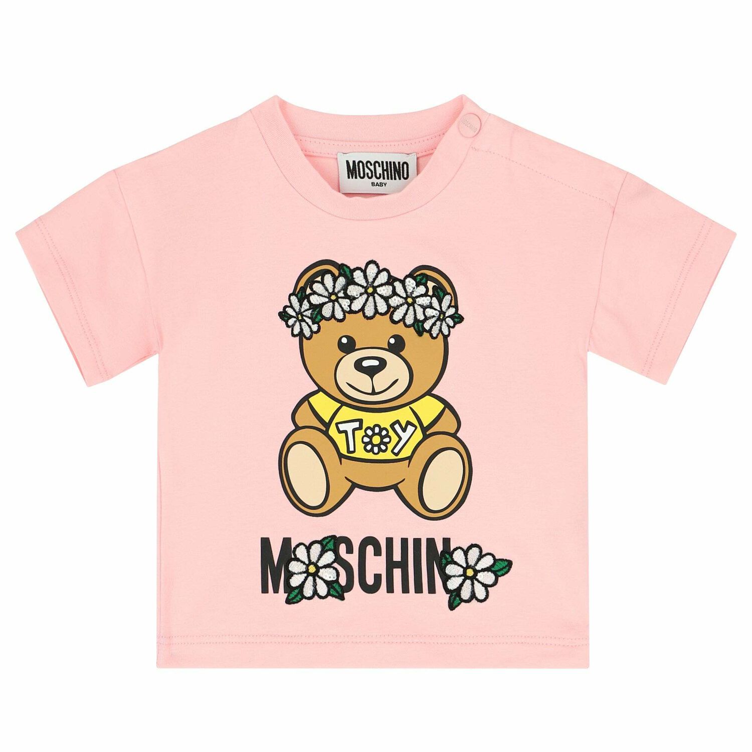 Younger Girls Pink Teddy T-Shirt, 1, hi-res