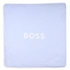 Baby Boys White & Blue Striped Logo Blanket , 3, hi-res