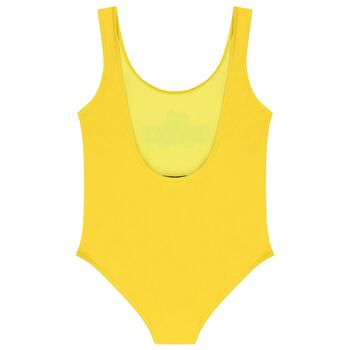 Girls Yellow Teddy Bear Logo Swimsuit