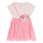 Younger Girls Pink Cat Dress, 1, hi-res