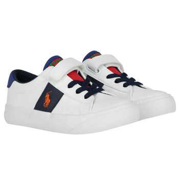 Younger Boys White Logo Trainers
