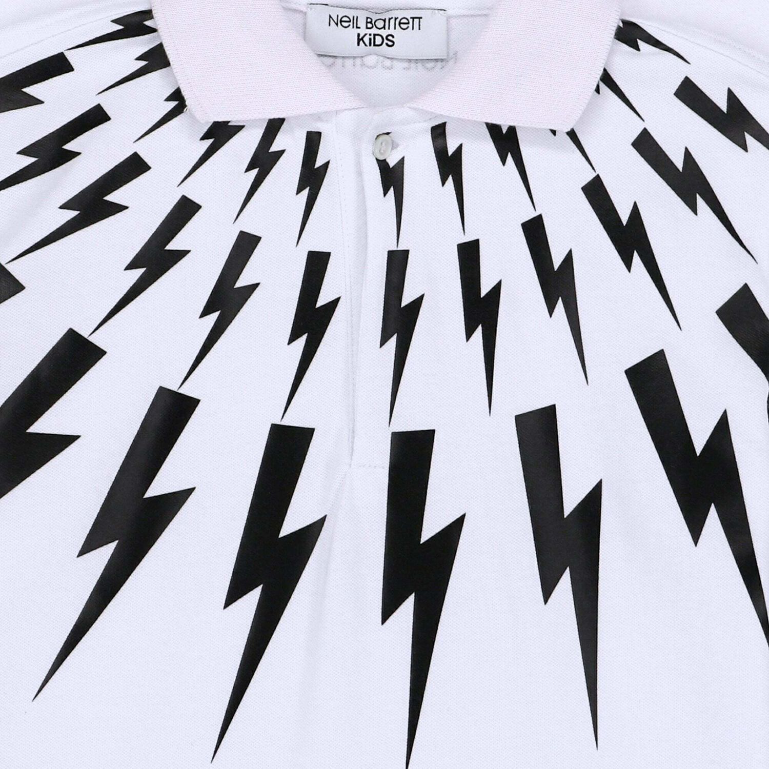 Boys White Thunderbolt Printed Polo, 1, hi-res