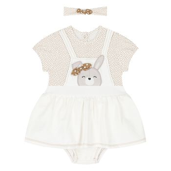 Baby Girls White & Beige Dress Set
