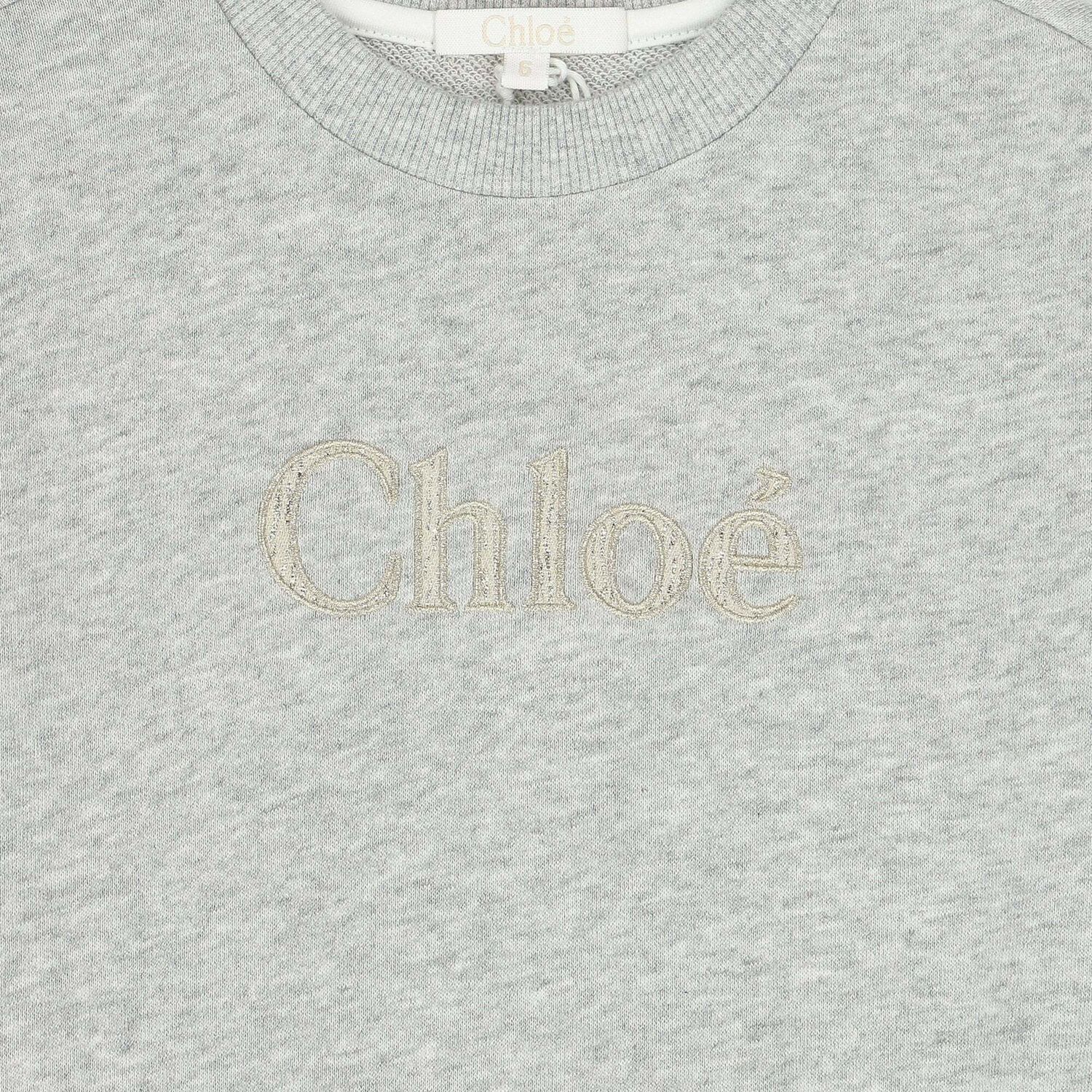 Girls Grey Logo Dress, 1, hi-res