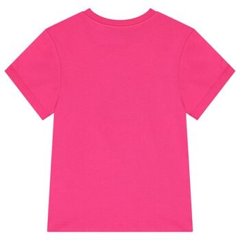 Girls Pink Teddy Bear Logo T-Shirt