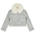 Girls Silver Sequin Jacket, 1, hi-res