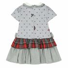 Girls Grey & Red Tartan Dress, 1, hi-res