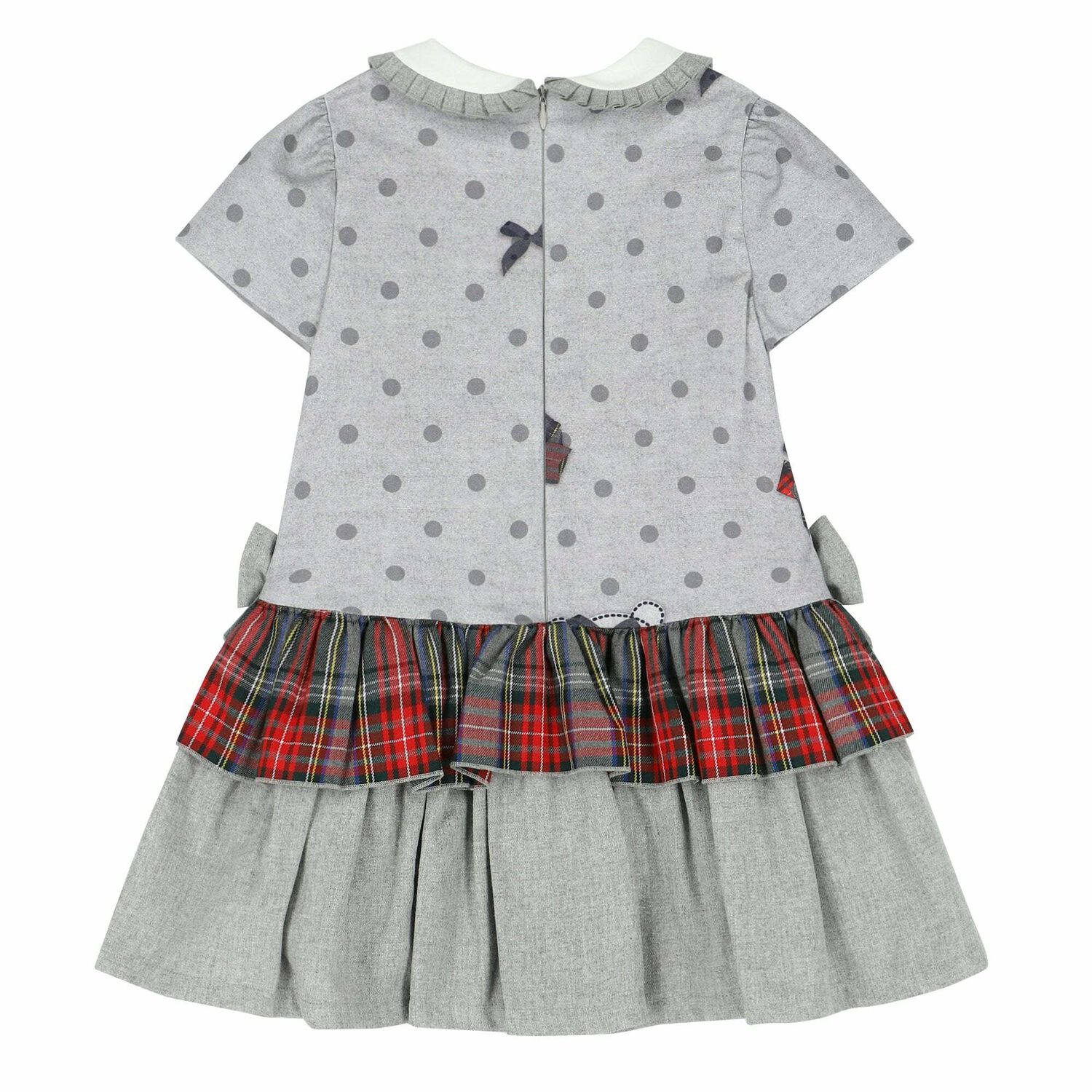 Girls Grey & Red Tartan Dress, 1, hi-res image number null