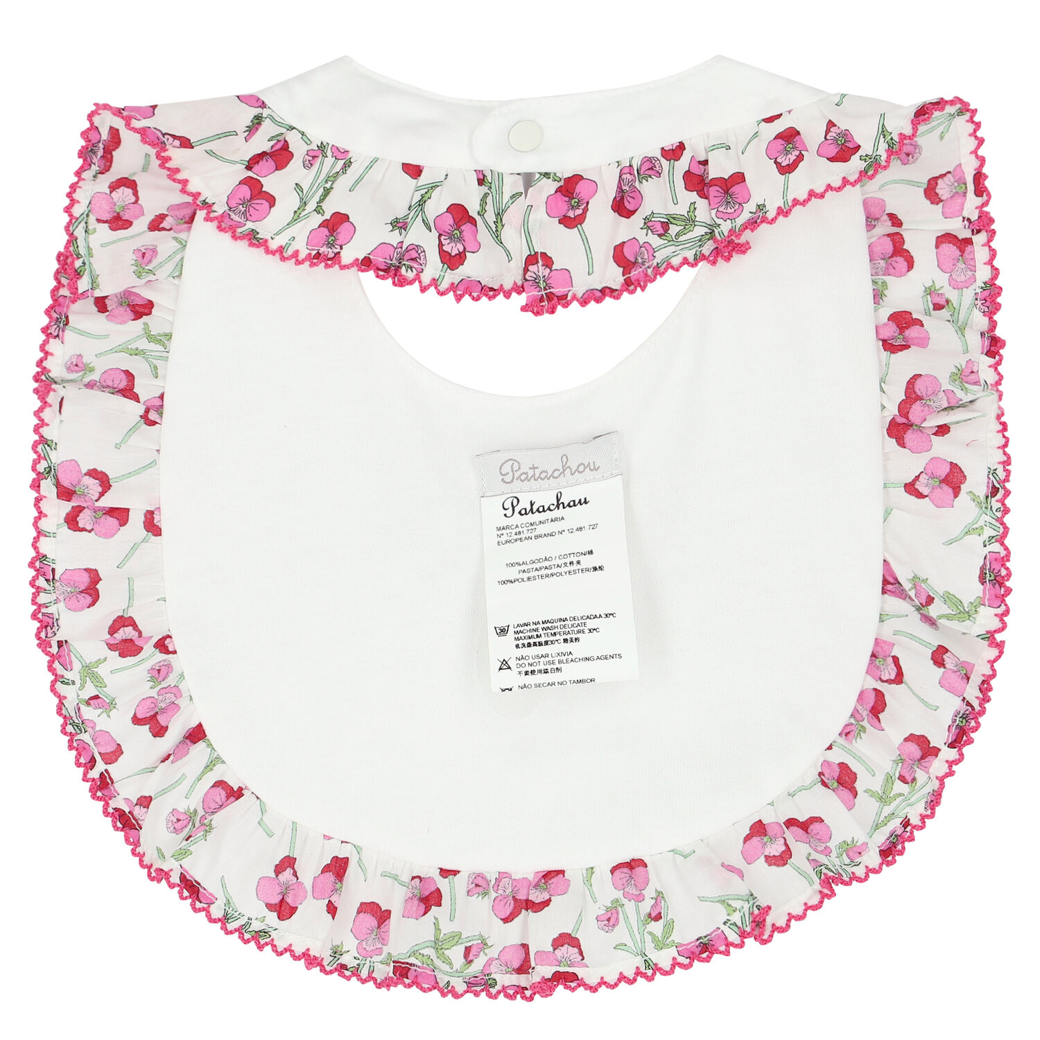 Baby Girls Ivory Floral Bib, 1, hi-res image number null