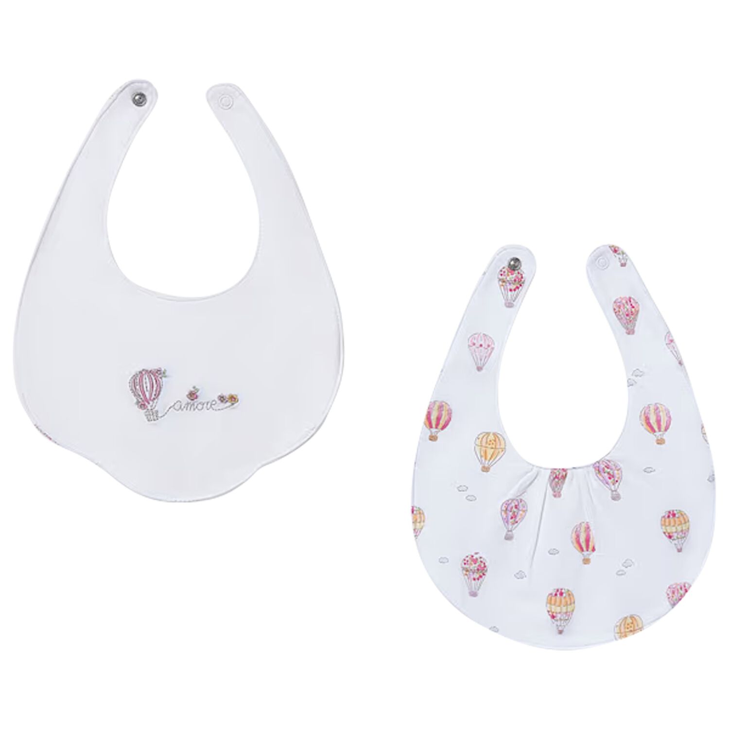 Baby Girls White & Pink Bibs ( 2-Pack ) , 1, hi-res
