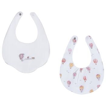 Baby Girls White & Pink Bibs ( 2-Pack ) 