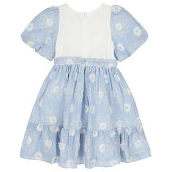 Girls Blue & White Floral Dress