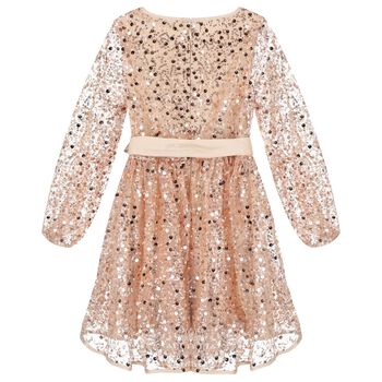 Girls Gold Sequin & Tulle Dress