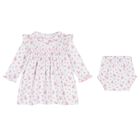Baby Girls White & Pink Roses & Blooms Dress Set, 1, hi-res