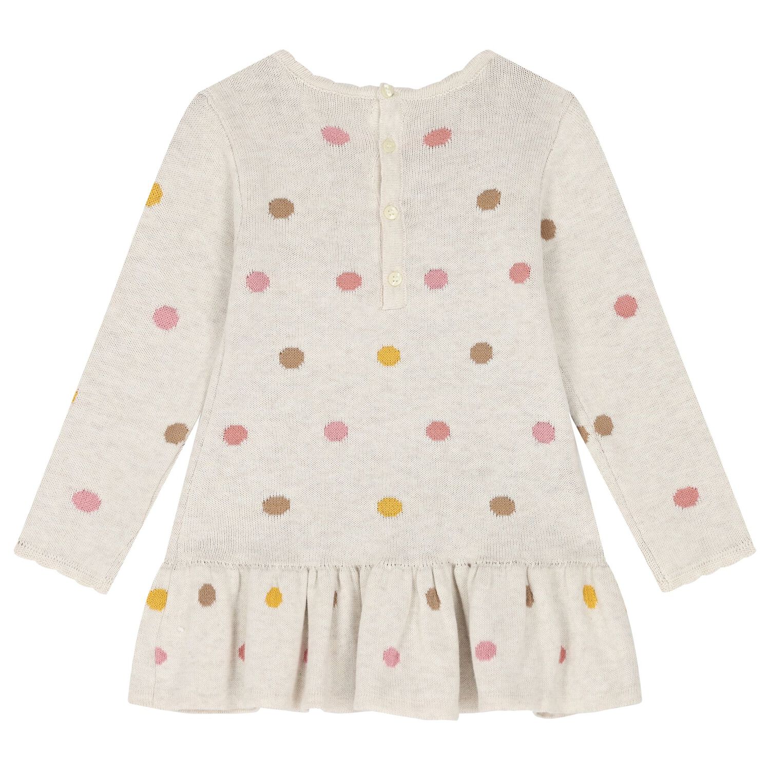 Baby Girls Beige Knitted Dress Set, 1, hi-res