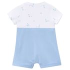 Baby Boys White & Blue Romper, 2, hi-res