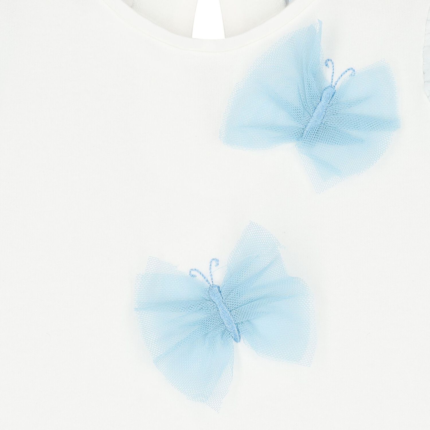 Younger Girls White & Blue Tulle Skirt Set, 2, hi-res
