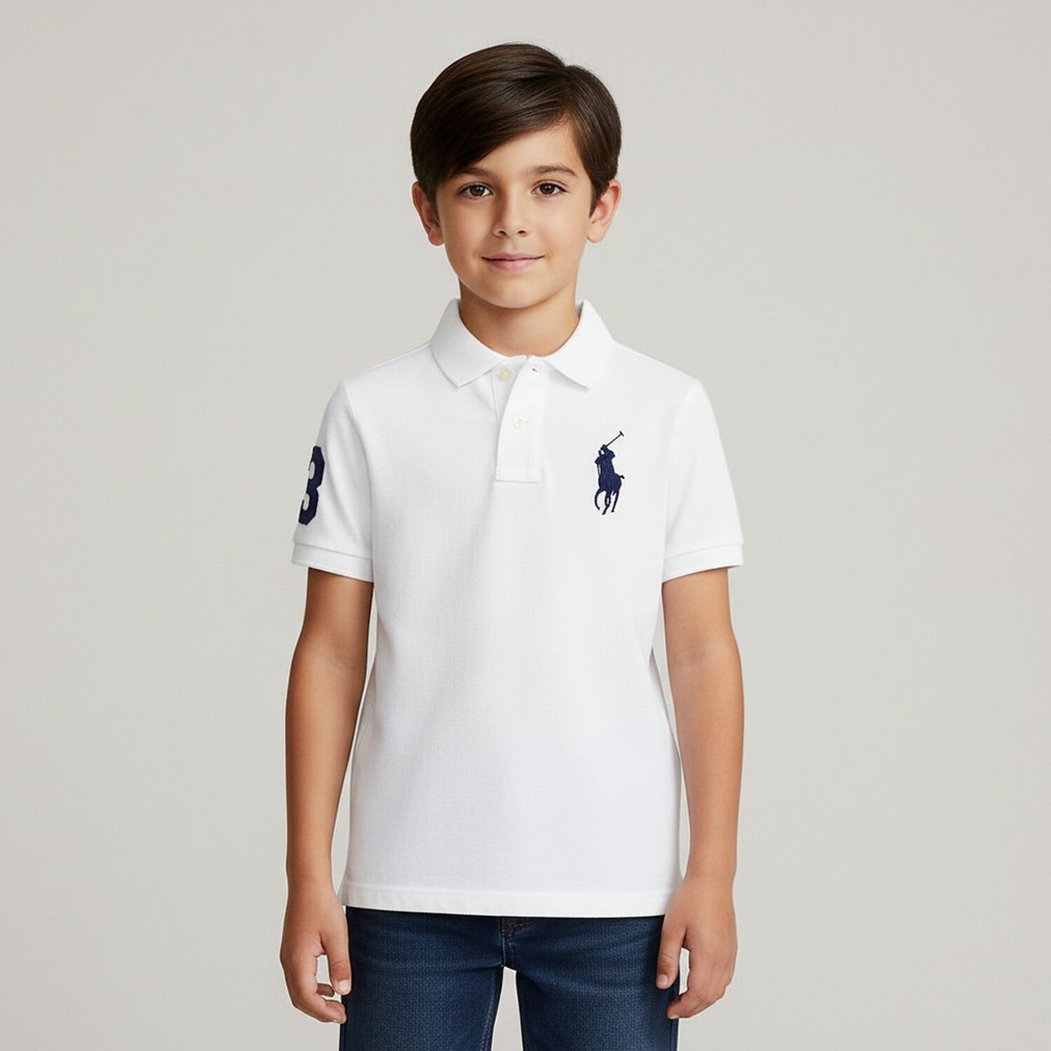 Boys White Logo Polo Shirt, 1, hi-res image number null