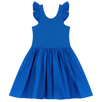 Girls Blue Ruffled Dress