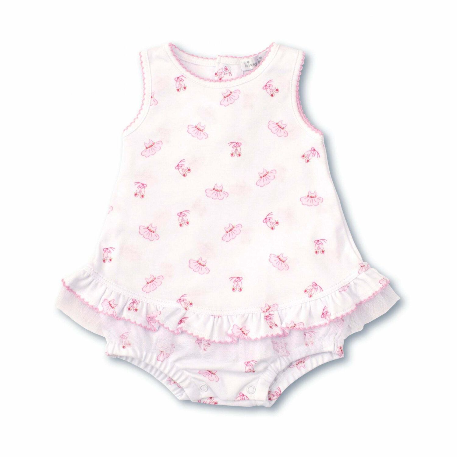 Baby Girls White & Pink Ballerina Romper, 1, hi-res