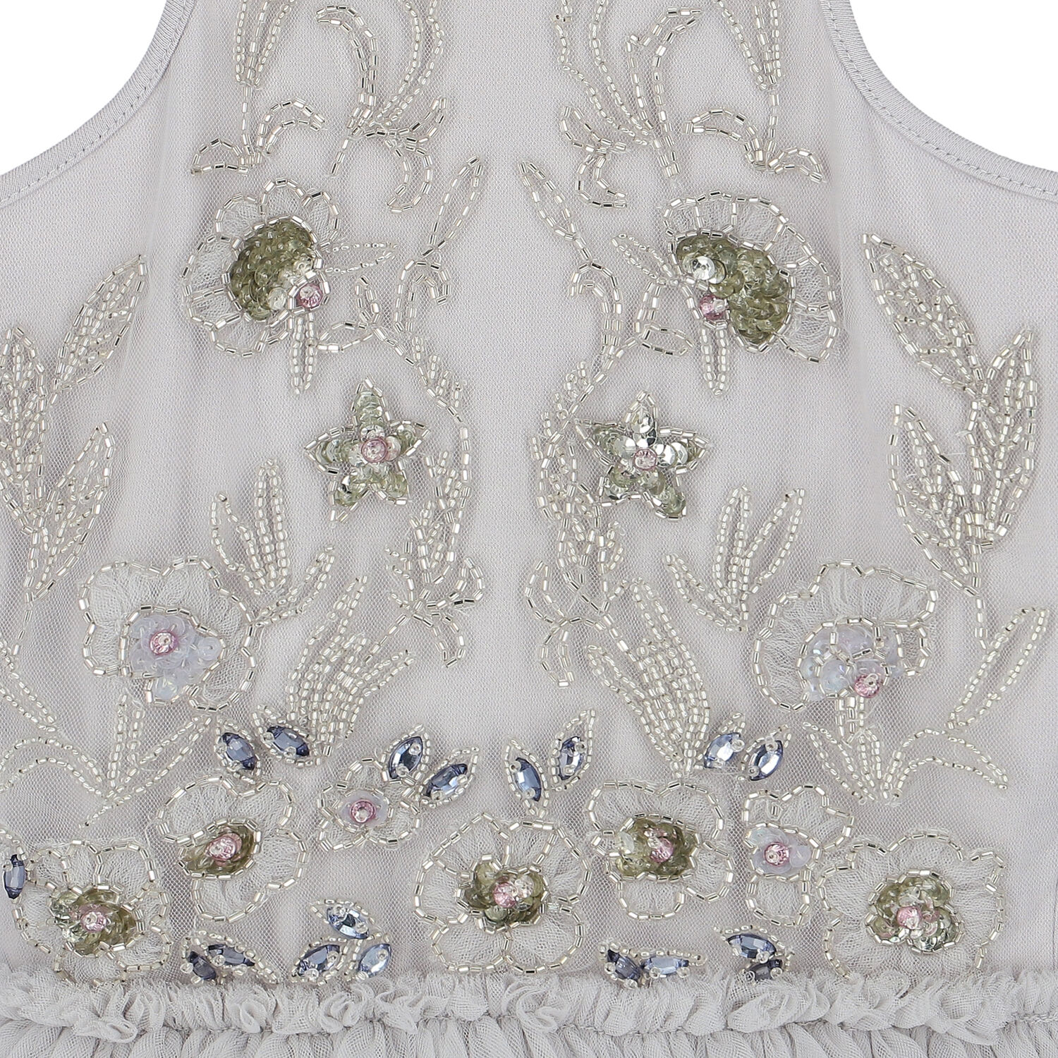 Girls Grey & Pink Embellished Tulle Dress, 1, hi-res image number null