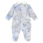 Baby Boys Blue & Grey Geo Map Babygrow Gift Set, 3, hi-res