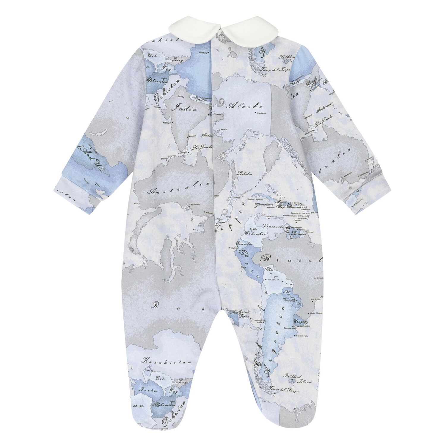 Baby Boys Blue & Grey Geo Map Babygrow Gift Set, 3, hi-res