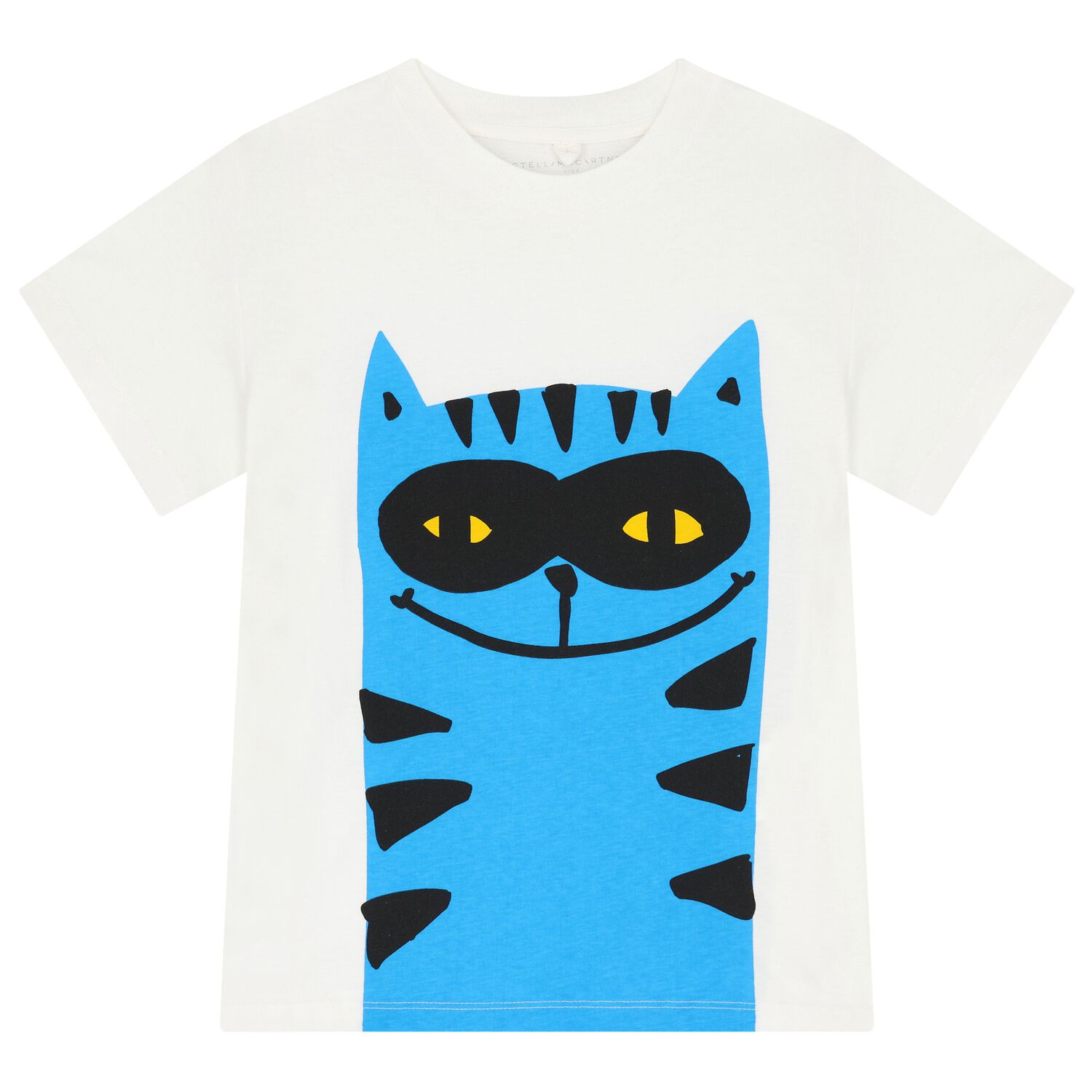 Boys Ivory & Blue Cat T-Shirt, 1, hi-res